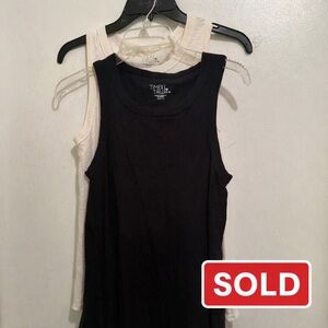 Time and Tru Women's Black and Cream Tank Tops